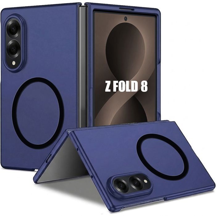 Hoesje voor Samsung Galaxy Z Fold 8, Schokbestendige Bescherming met Magnetische Ring - Marineblauw