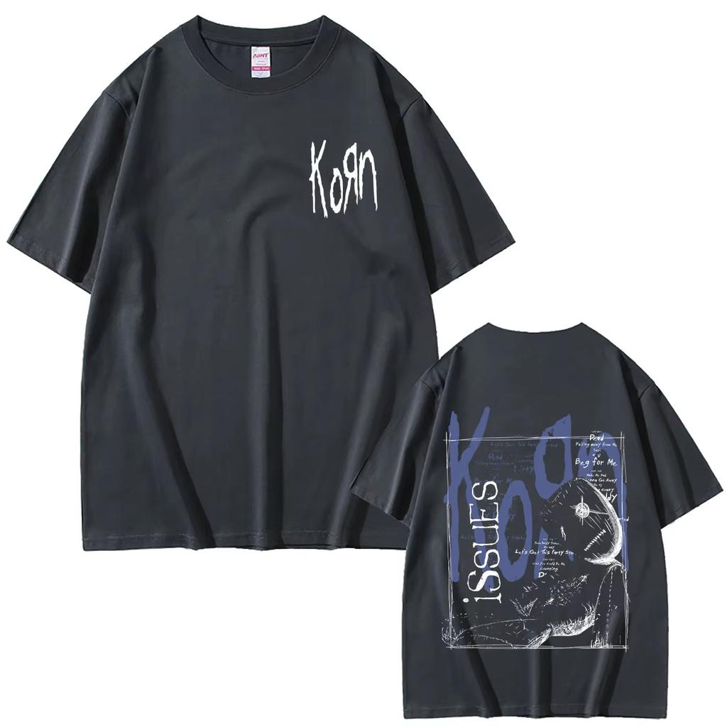 Vintage Alternative Metal Streetwear Loose Fashion TShirt for Unisex Unisex Official Merchandise of Rock Band Korn Album Tshirt