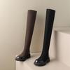 Krazing Pot Flock Autumn Winter Shoes Med Heels Size 43 Stovepipe Boots Round Toe Keep Warm Zipper Over-the-knee Boots