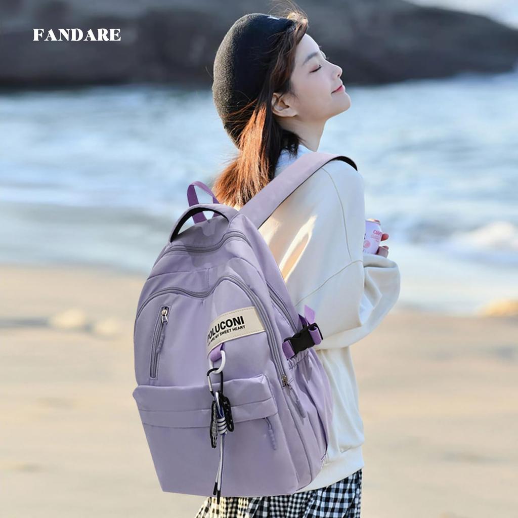 FANDARE Women's Large Capacity Lightweight Backpack, Casual and Popular for Students and Students, Unisex, Stylish and Cute Duck Design, Purple,