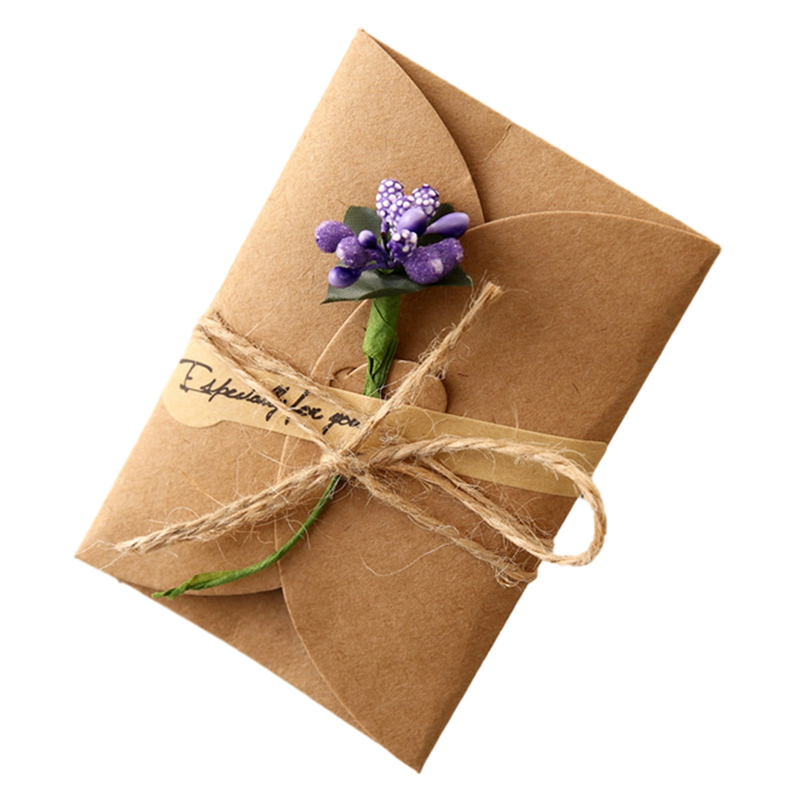 Moederdag Gedroogde Bloemen Wenskaart Handgemaakt DIY Kraftpapier Kaart Vintage Bloemen Notitiekaart voor Bruiloft Feest Bloemenwinkel Vakantie Zegening lavendel