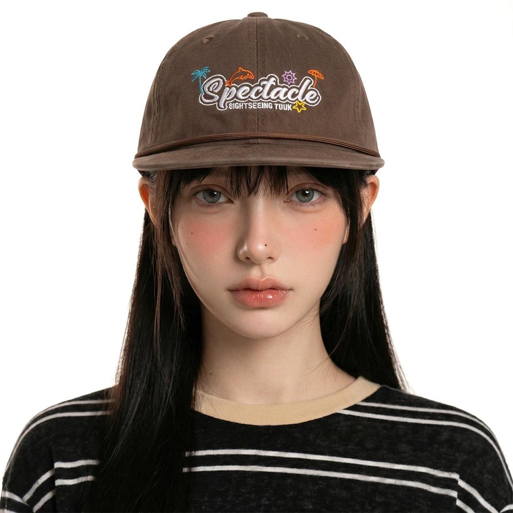 Four Seasons Retro Flat Brim Printed Horse Alphabet Baseball Cap Men'S And Women'S Shade Retro Hip Hop Cap