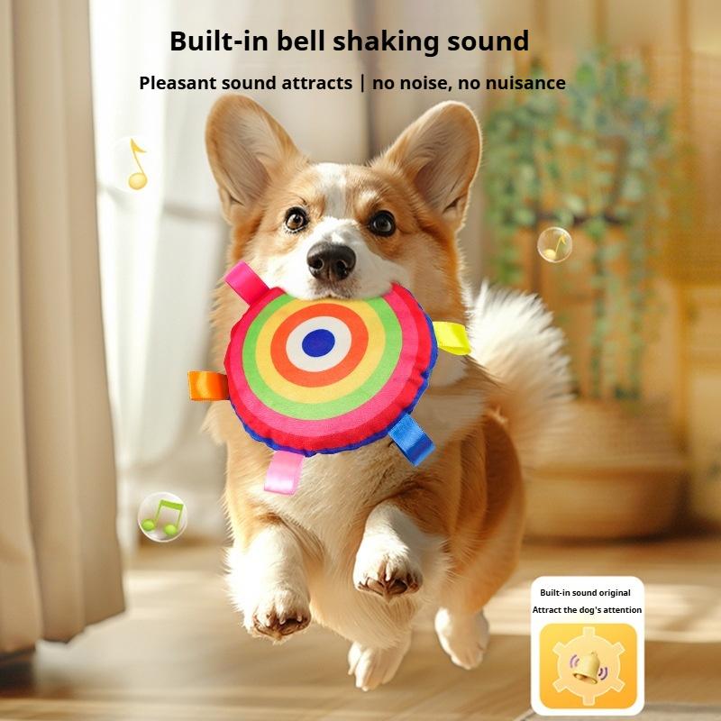 Pet Supplies Plush Frisbee with Bell Interactive Colorful Ribbon Dog Toy