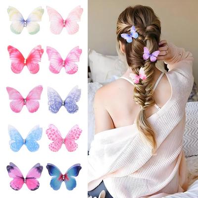 Double-layer Organza Fabric Butterfly Appliques Clothes Sewing Patch  Bridal Hair Accessories