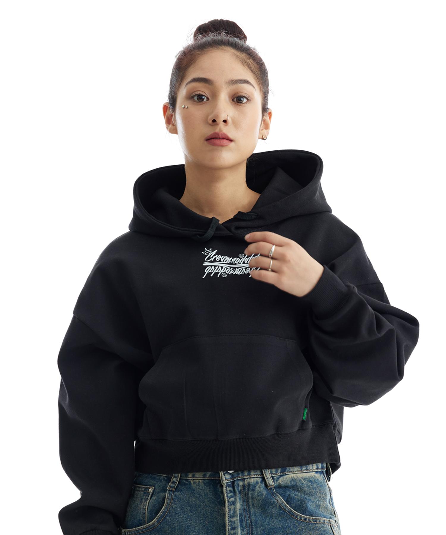 Cream Soda Lab Crsdel Lettering Crop Hoodie Black/Free
