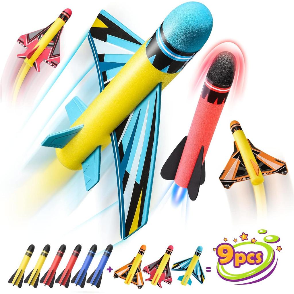 Kid-friendly Colorful Outdoor Toy Foot-powered Glowing Rocket Launcher For Fun Adventures