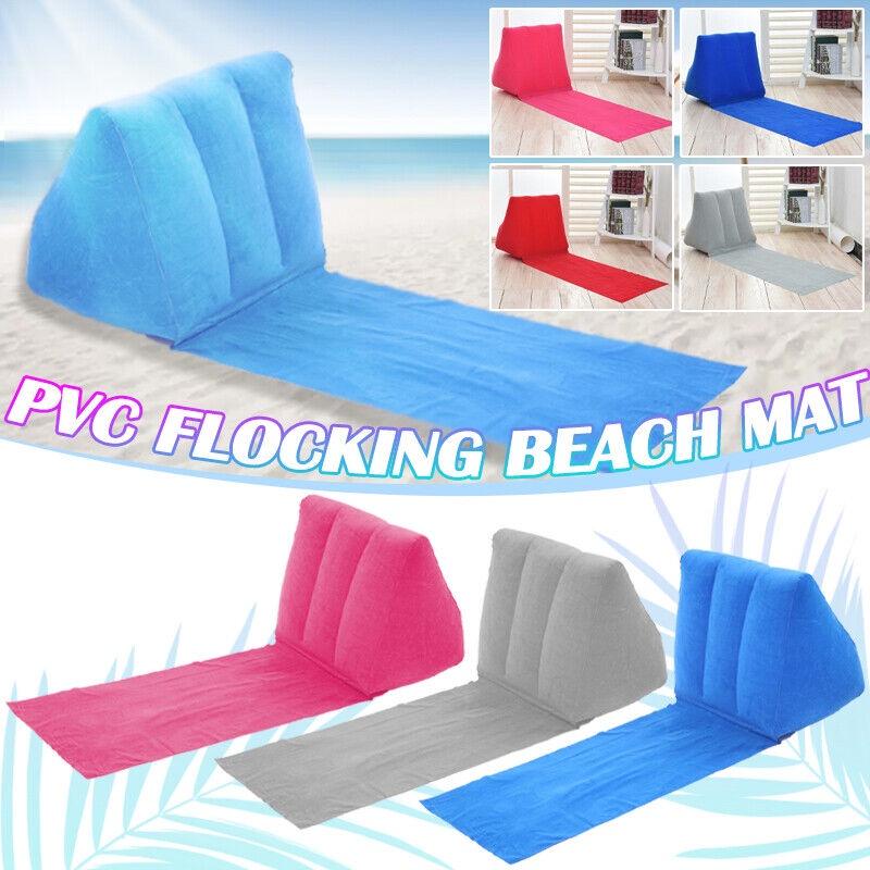 Camping Wedge Chill Inflatable Beach Chair Festival Lounger Pillow Cushion Seat