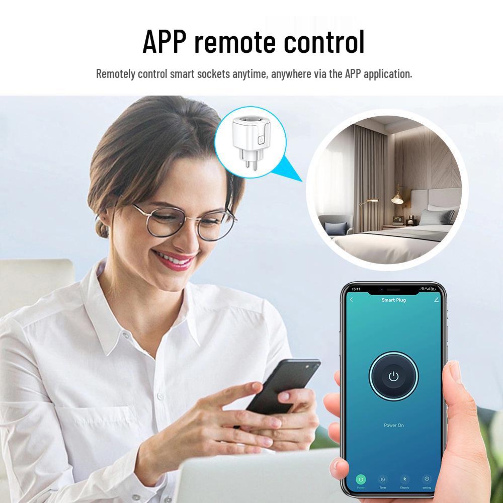 EU Standard Smart Tuya WiFi Socket with Timer, Alexa Remote Control & Metering