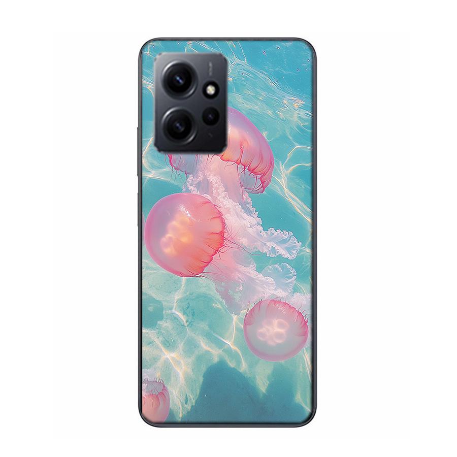 Enchanting Neon Jellyfish Phone Case For Redmi 12 13C 12C 15C 9 10 10C Note 13 Pro Plus 14 15 Pro 9T 9C 9A TPU Soft Cover Clear