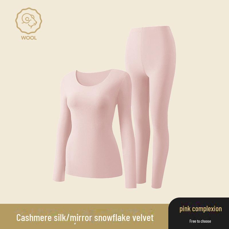 

Женский и мужской термокомплект из кашемира и шелка - с круглым вырезом, бесшовный, тепло для осени/зимы XXL