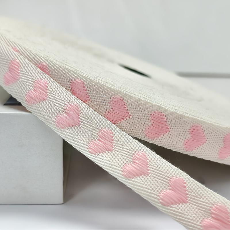 

5 ярдов/рулон 16 мм шириной вышитая лента с сердечками - красно-белая полосатая лента ручной работы для DIY, для упаковки подарков, рождественская лента, праздничное украшение 4.57 meter per pack розовый