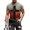 2024 Summer Retro Cross Pattern New Short Sleeved Round Neck Printed Men's T-shirt
