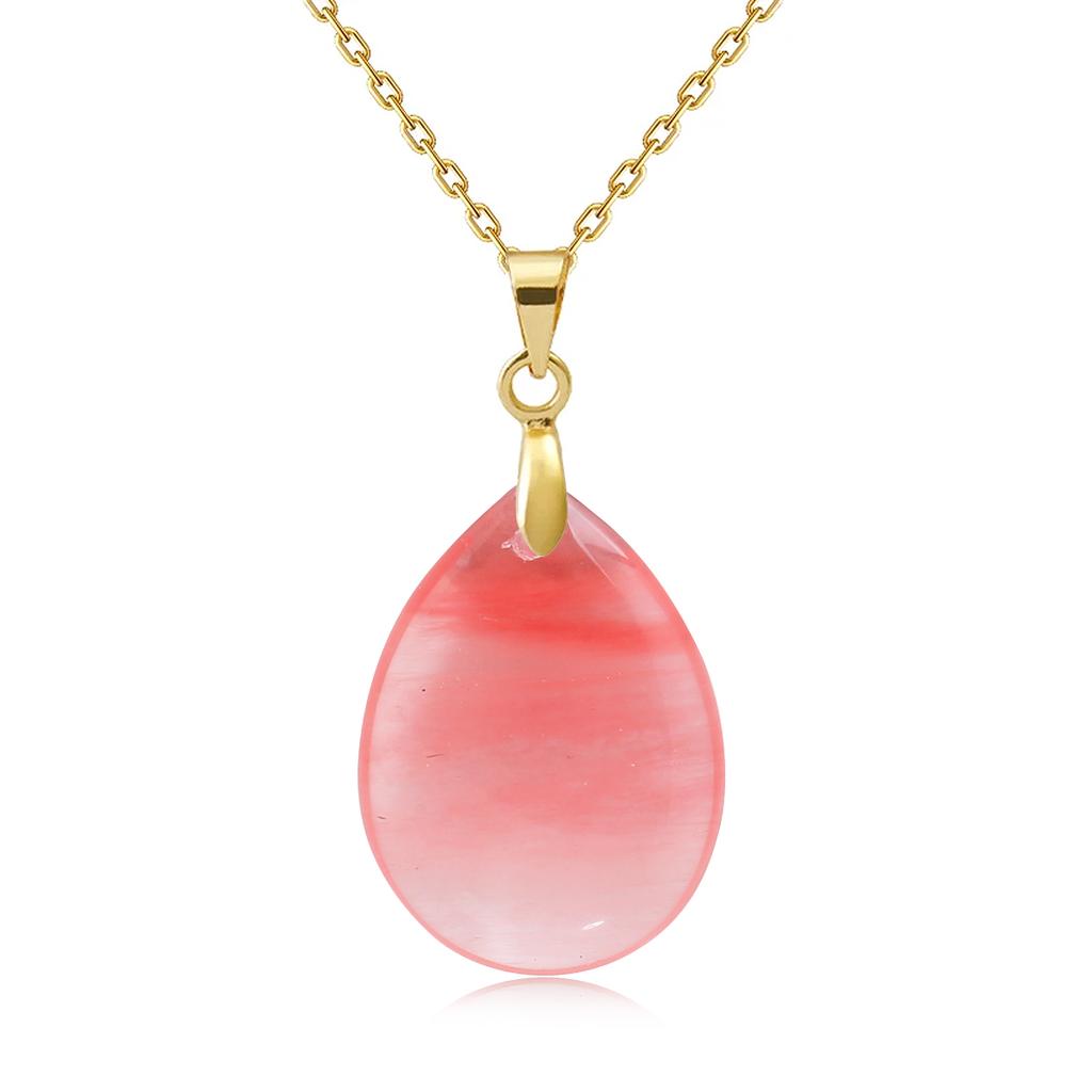 New Fashion Natural Stone Crystal Pendant Teardrop Simple Pendant Necklace Earrings Making Jewelry With Chain Collar
