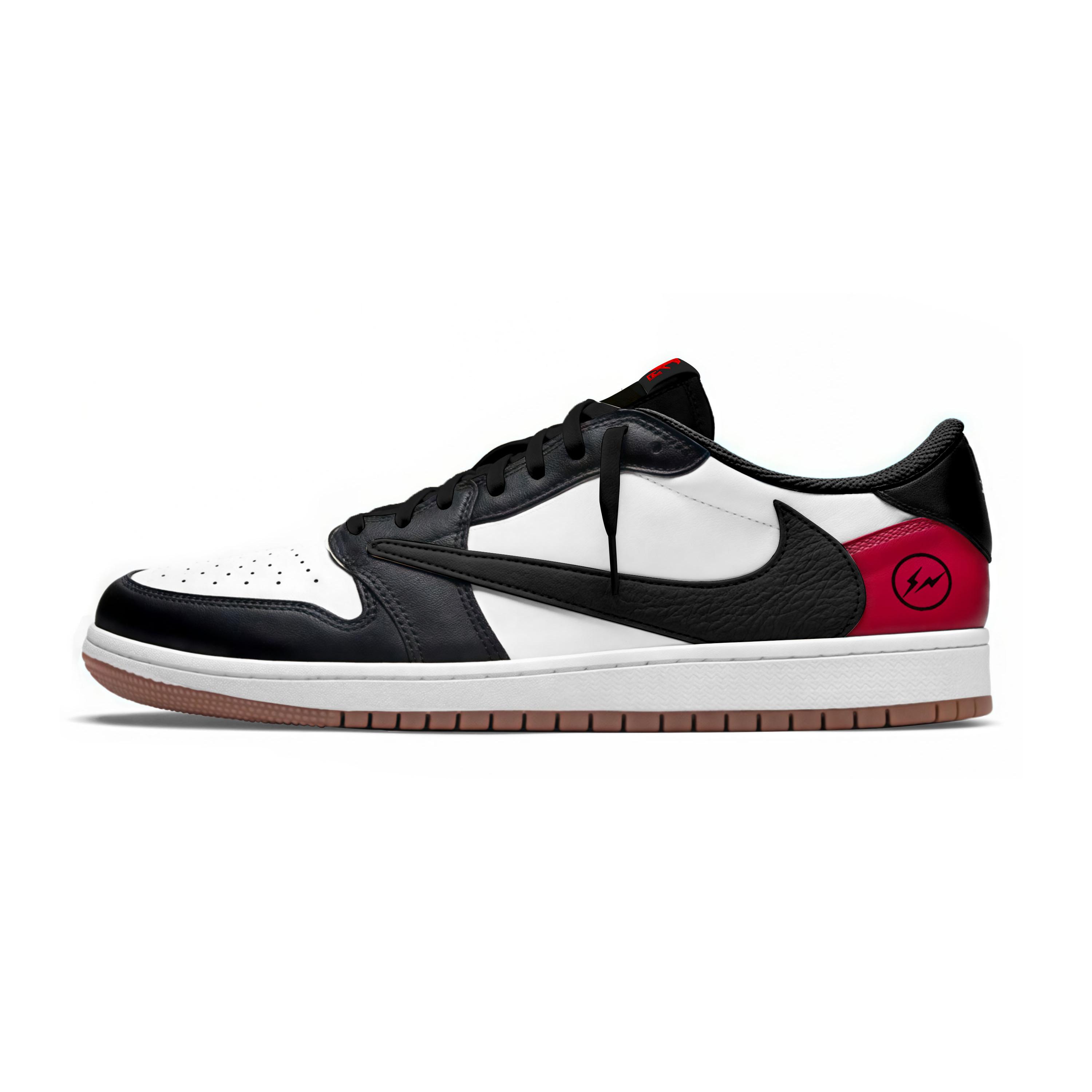 

Travis Scott x Jordan Air Jordan 1 Black Red Barb Abrasion Resistant Low top Vintage Basketball Shoes Unisex DZ4137-700(Team1565-) 43