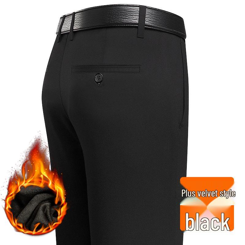 Thickened Winter Trousers: Casual Dress Pants for Middle-Aged Men