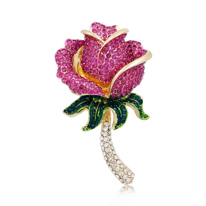 Elegant Rhinestone Rose Brooch - Floral Accessory for Sweaters, Suits, Dresses