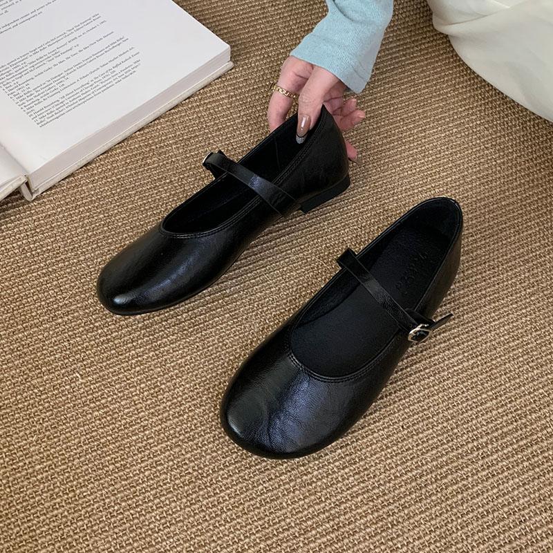 Fashion Fashion Buckle Strap Ladies Mary Janes Flats Shoes Soft Casual Female Shallow Footwear Round Toe Women Ballet Flats Shoes
