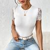Summer Sexy Women's Bodysuits Lace Backless Strapless Tight Fitting Clothes O Neck Short Sleeve