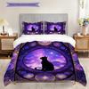 Black Cat Pattern Bedding Quilt Set Quilt Cover Pillowcase Home Decoration Birthday Gift (1 * Duvet Cover + 2 * Pillowcase, Without Core)