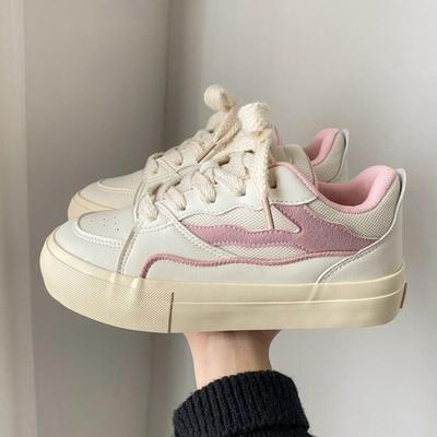 Retro Easy Matching Ins Fashionable Shoes Casual White Shoes for Women New Spring and Autumn Sports Leather Upper Flat Board Shoes