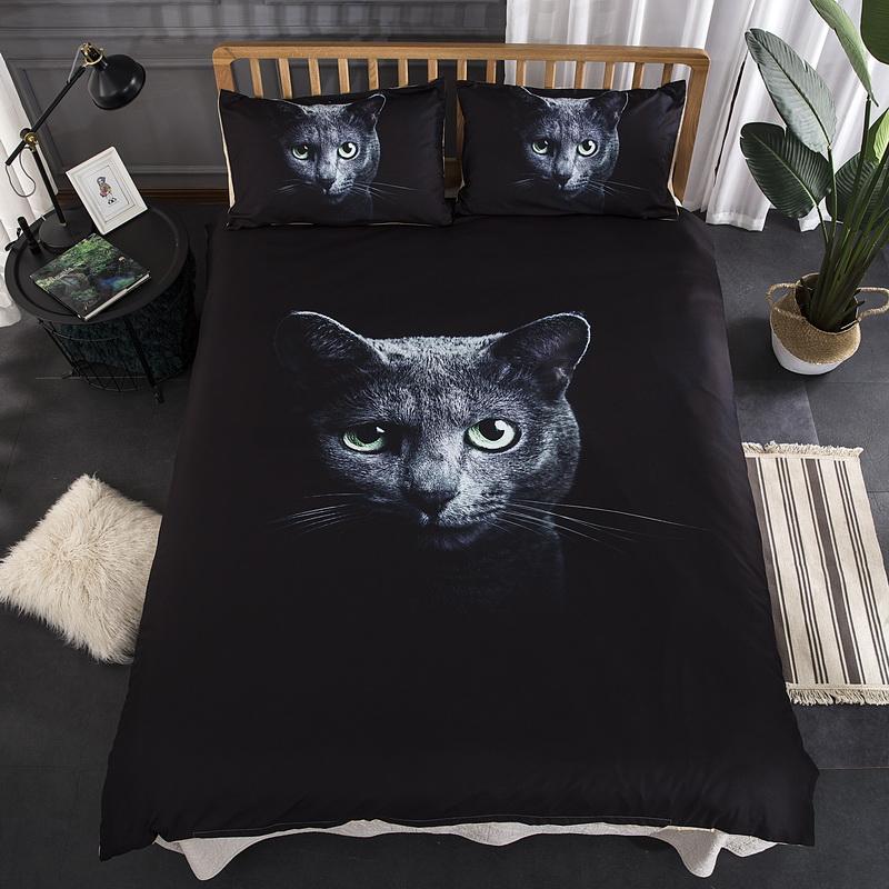 3D Cat Themed Bedding Set Animal Down Duvet and Pillowcase 2/3 Pieces AU/EU/DE/US/UK Full Size Home Decoration