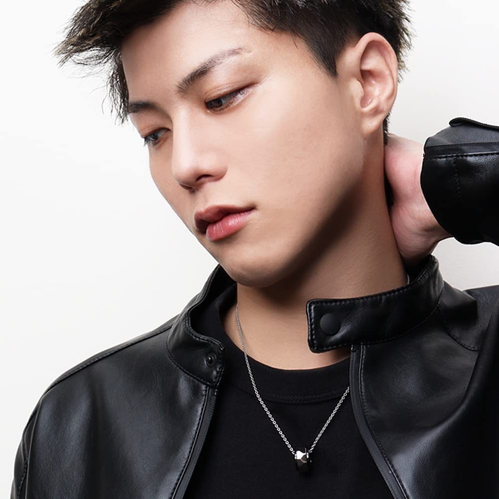 [Shinjuku Gin No Kura] Hammered Black Ring, Surgical Stainless Steel Necklace, Men's Pendant, Hypoallergenic