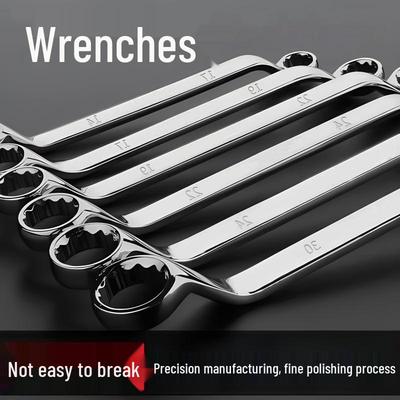 Dual-Ended Extra Long Chrome Hexagonal Box Wrench Set, Mirror Polished
