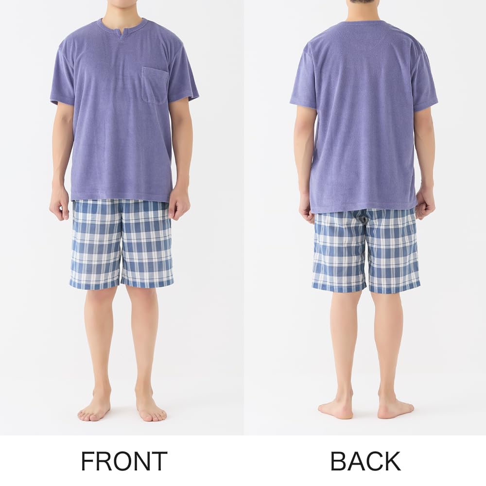 Acedron Short Sleeve Length Pants Soft Crepe Loungewear SG1145 Gray [Gunze] Men's 5/8 Men's