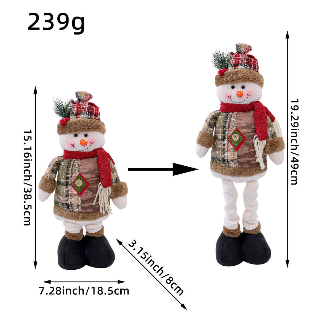 Christmas Snowman Plush Toy With Stretching Design For Holiday Decor And Gift