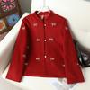 2026 Spring Women's Chinese New Year Embroidered Cardigan – Horse-Themed Wool Coat for Mothers & Mother-in-Laws