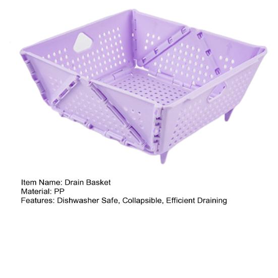 Collapsible Colander Folding Drain Basket with Resting Feet Dishwasher Safe Kitchen Food Strainer for Fruit Vegetables Pasta