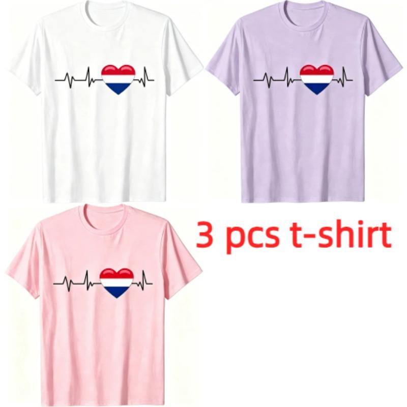 I Love the Netherlands Pattern Print Men's T-shirt Summer Men's and Women's Casual Fashion Tops Men's Short Sleeve T-shirt Oversize Clothing