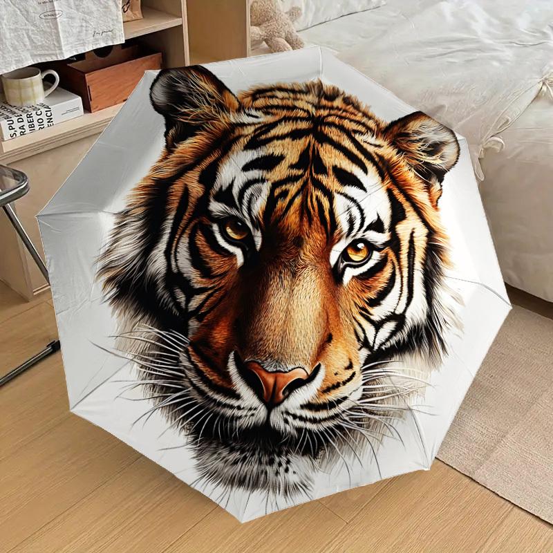 1PC tiger face Automatic Open/Close Umbrella with Windproof, 8-Rib Sturdy Canopy, Durable Ribs, Fashionable Design,1280A
