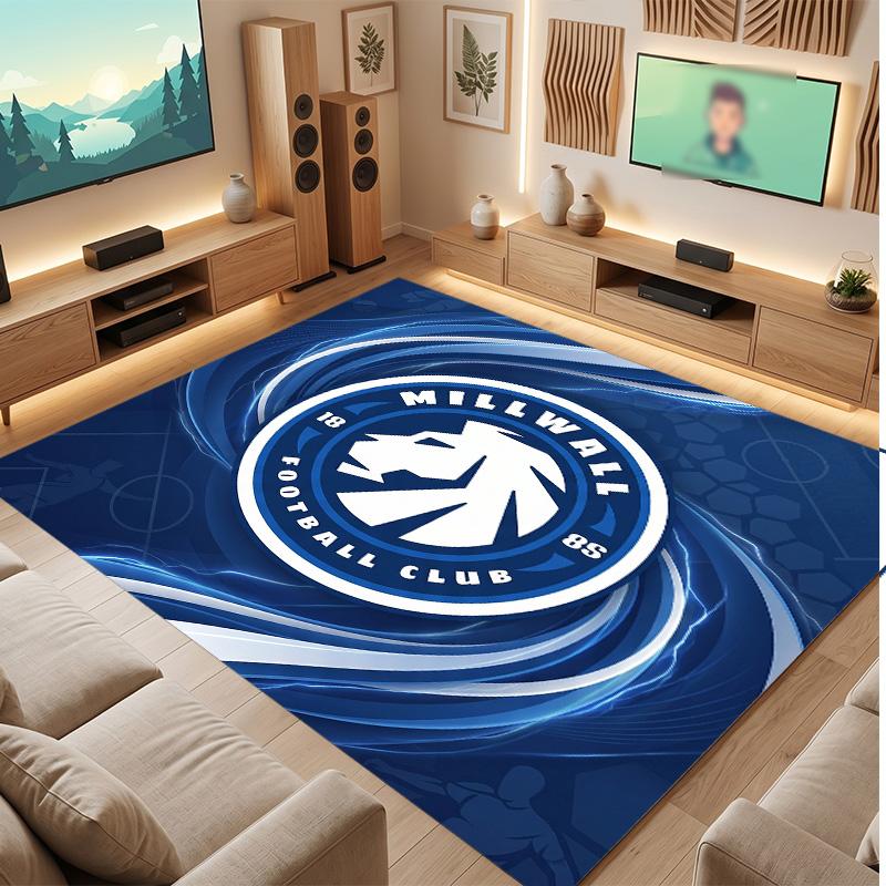 Millwall Football Print Crystal Velvet Rug, Comfortable Water Absorbent Non Slip Indoor Floor Carpet