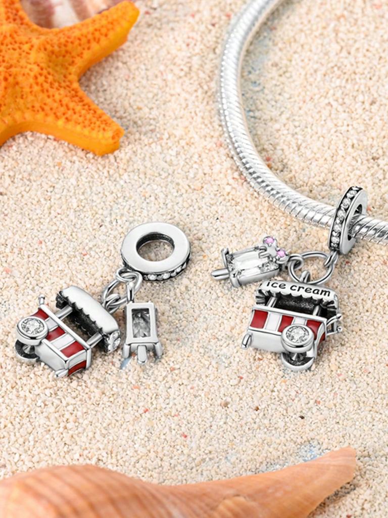 Charms Plata Copper Colors Ice Car Shaved Ice Machine Beads Charm Pendant For Original Bracelet For Women Diy Jewelry Love Gift