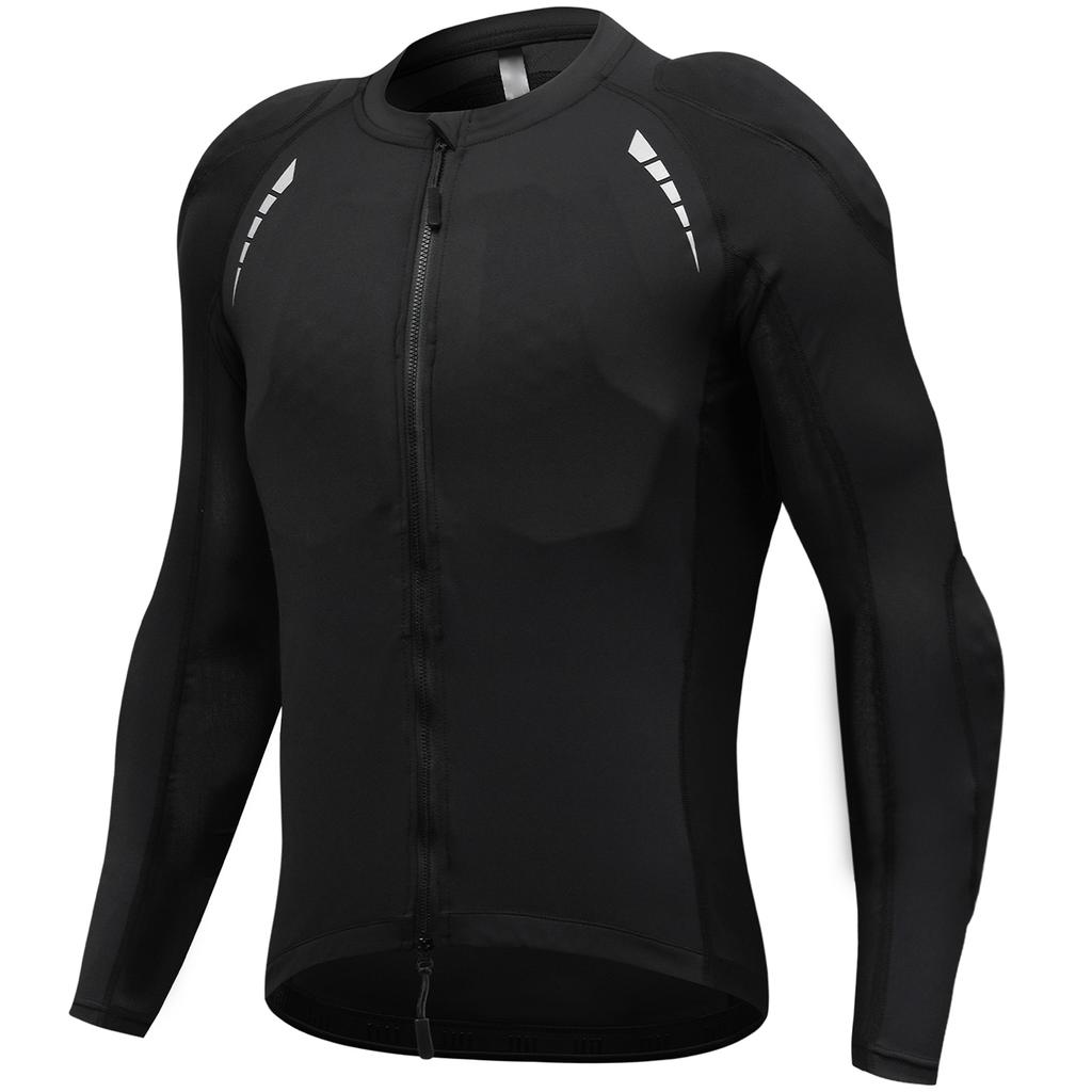 Men s Protective Jacket Breathable Motorcycle Shirt Sportswear with Removable Armor Pads Black EU L