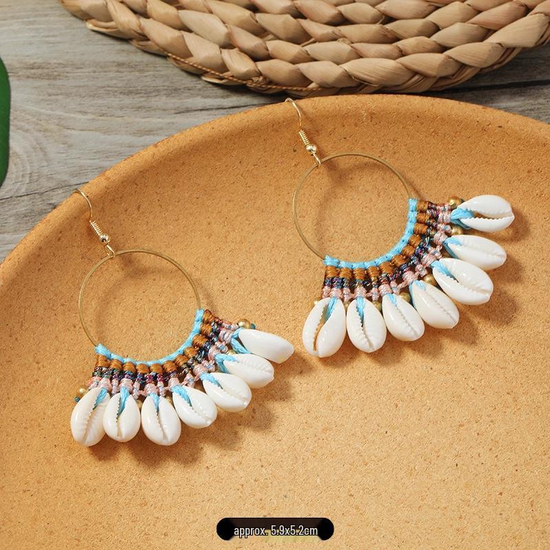 Bohemian Ethnic Dangle Earrings - Women's Hand-Woven Vintage Holiday Long Earrings