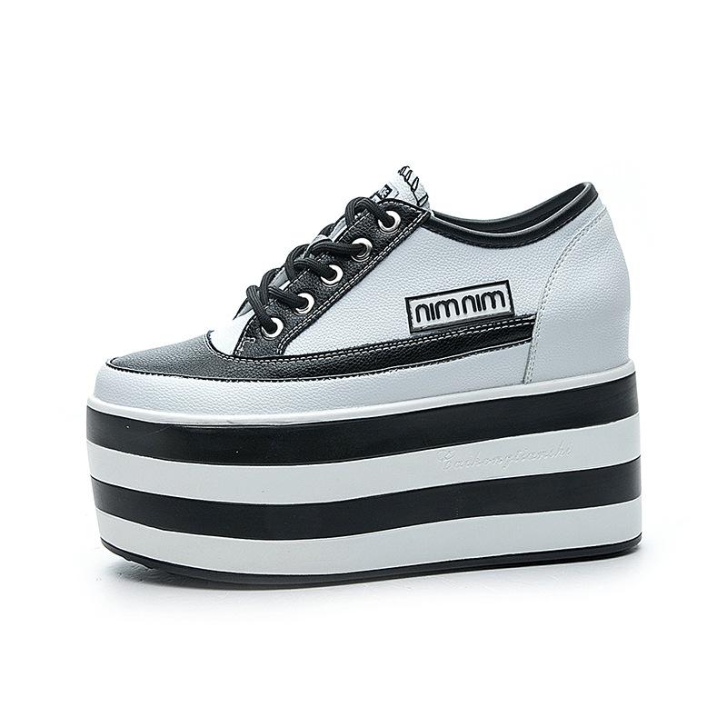 Fashion Fashionable Women's White Wedge Casual Shoes Spring Autumn New Arrival with Thick-soled Platform and Internal Height Increase