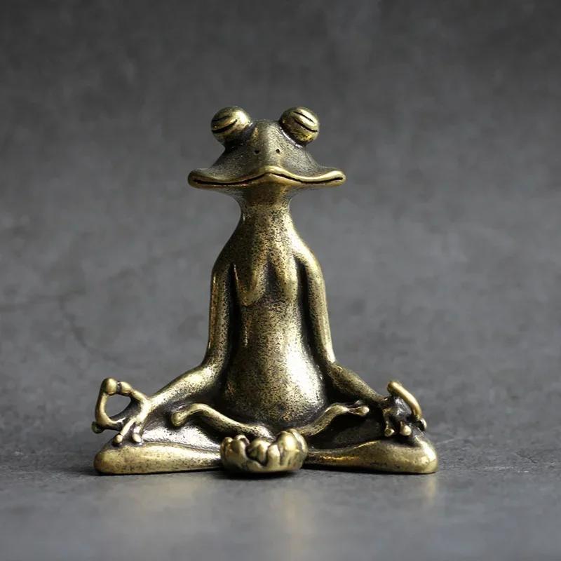 Retro měděná zásuvka na kadidlo Zen Ornamenty Žába Pevná čistá měď Žába Čaj Ozdoby pro domácí mazlíčky