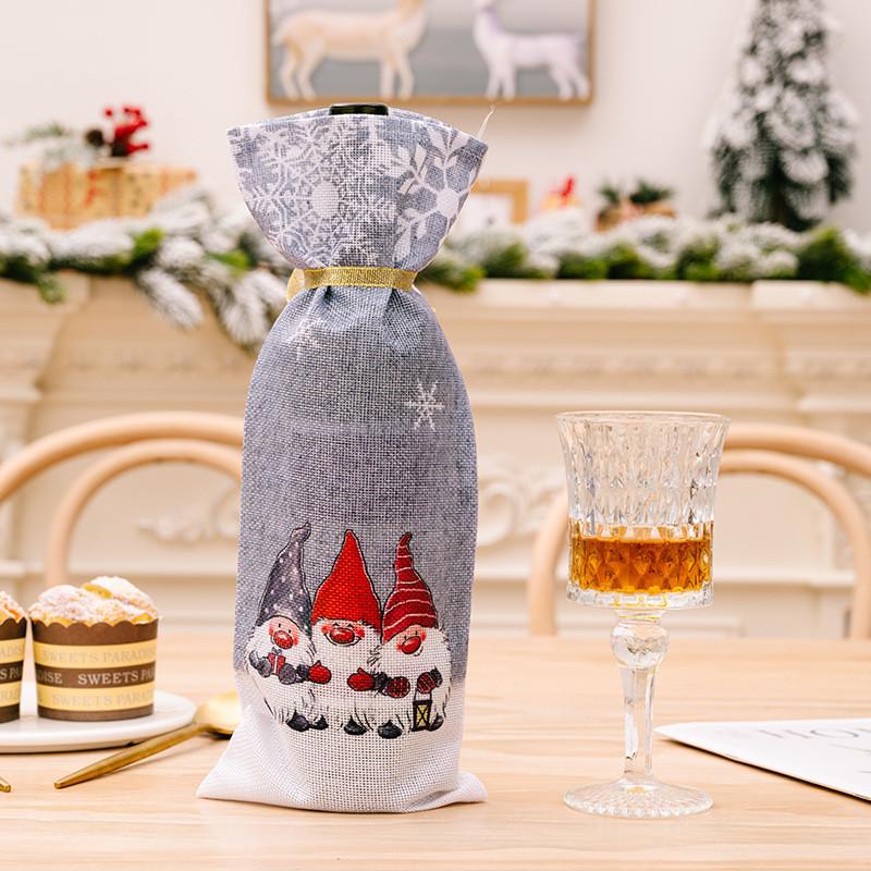 

Christmas Crafted Beautifully Wine Bottle Decor Set With Enchanting Forest Design Santa Gray Bottle Set