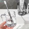 Gehämmerter Glasbecher mit Henkel, Klar & Grau Wasserbecher, Zahnbürstenhalter für Badezimmer, Zuhause, Büro