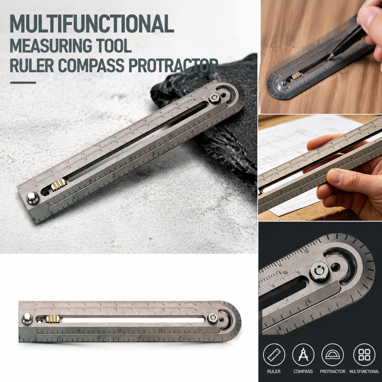 Multifunctional Measuring Tool Ruler Caliper Protractor Adjustable Angle Finder Stainless Steel Precision Measuring Instrument One Size