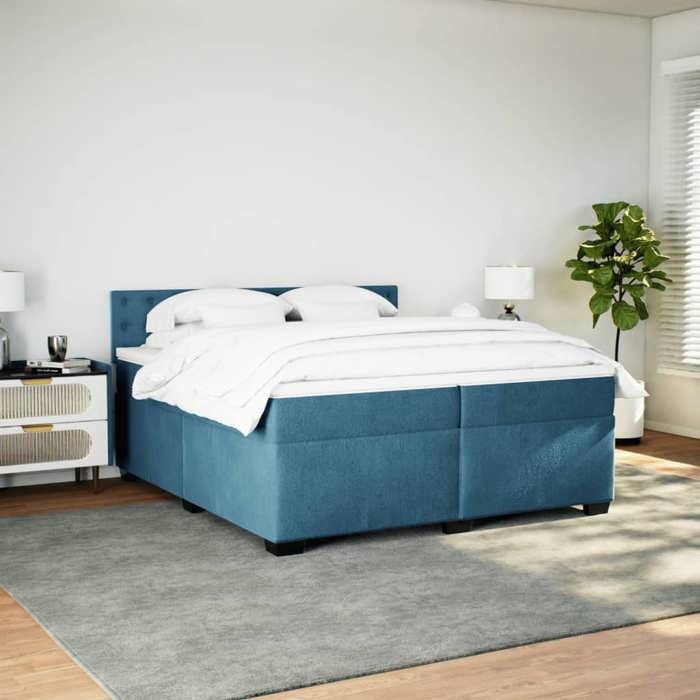 Maison Exclusive - Sommier à lattes de lit et matelas Bleu 200x200 cm velours