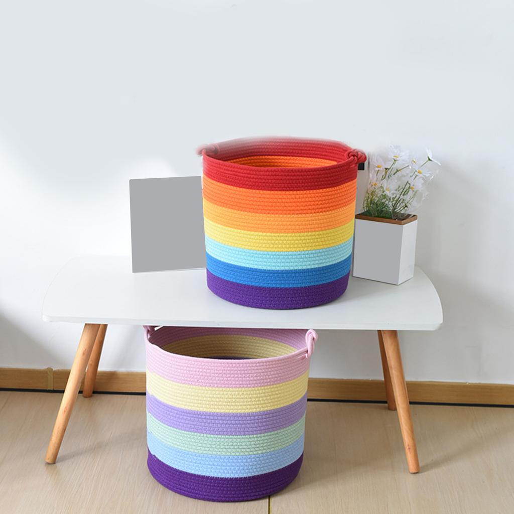 Bunter Baumwollseil Aufbewahrungskorb Handgefertigte Körbe Aufbewahrungsbox Praktische Aufbewahrungskörbe für Bürobedarf