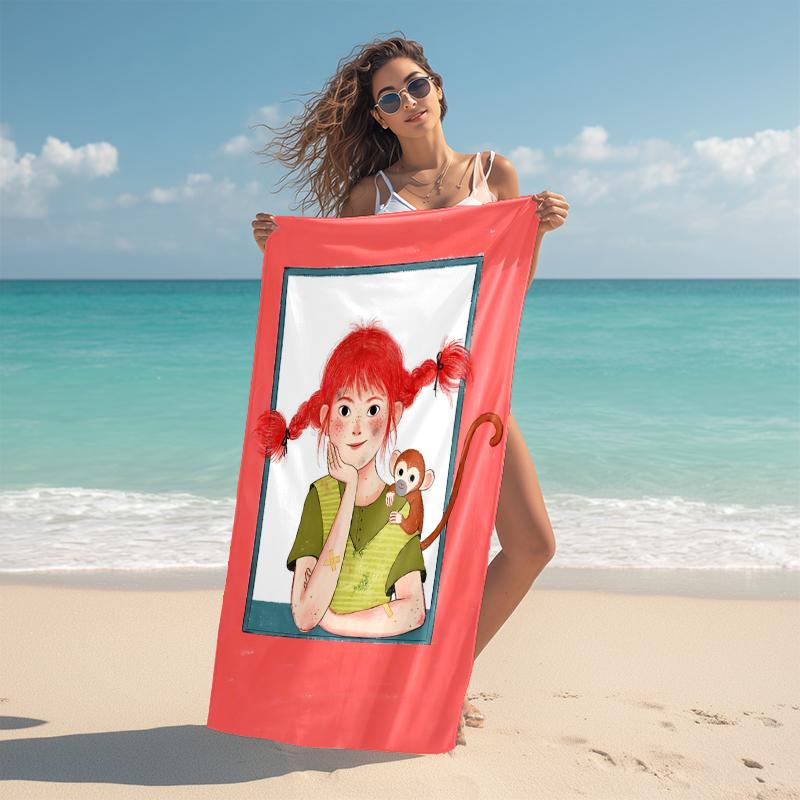 1Pc Girl Monkey Friend Beach Towel Microfiber Beach Towel Thin Absorbent For Beach Swimming Yoga Bath Sports 0917276
