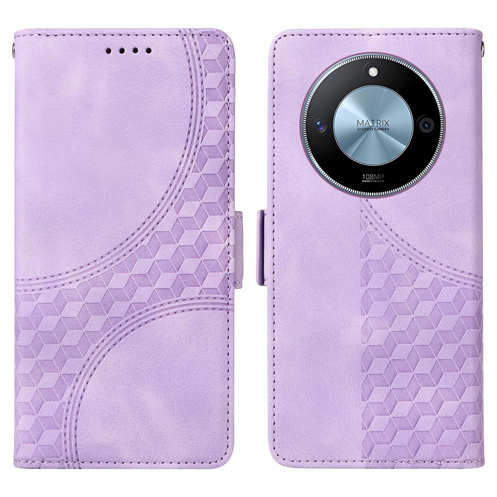 For Honor X60 5G Case PU Leather Phone Cover Rhombus Starry Imprinted