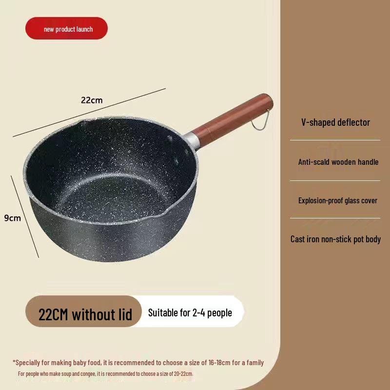 Yukihira Non-Stick Stone Pot: Single-Serve Instant Noodle & Milk Cooking Pot