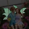 Luminous couple swing flower fairy, hanging, decorative craft, resin material, fluorescent wing fairy