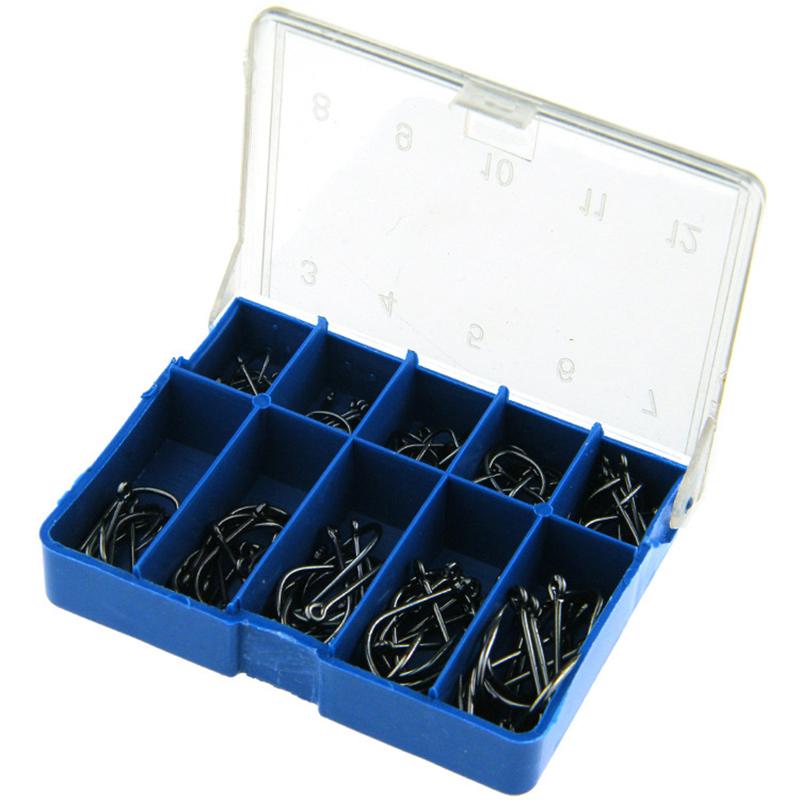 

100Pcs #3-#12 Silver Black Gold Freshwater Fishing Hooks Carbon Steel Carp Fishhooks Barbed Hooks Kit Fishing Tackle Accessories чорний