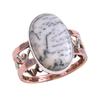 Natürlicher Dendritenopal Edelstein Zweifarbig 925 Sterlingsilber Ring Größe 8.5 n3H52